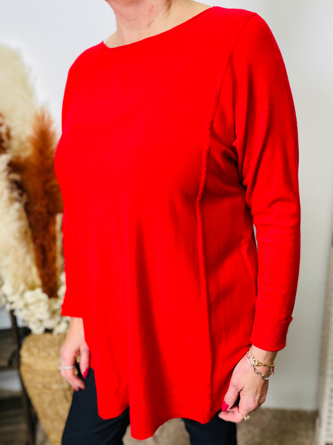 "MAISIE" Fine Knit Jumper-Red