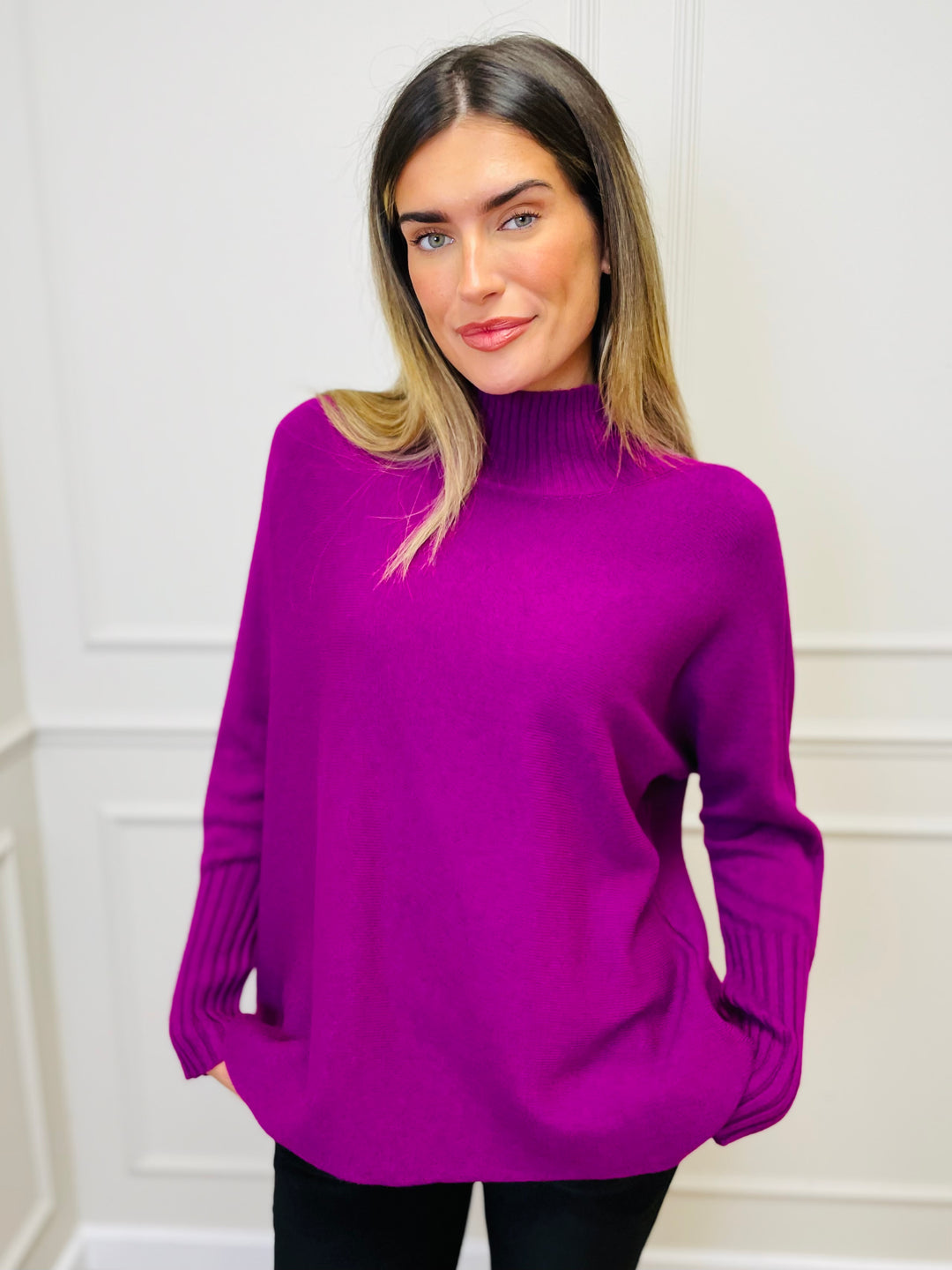"AMANDA" Roll Neck Jumper-Purple