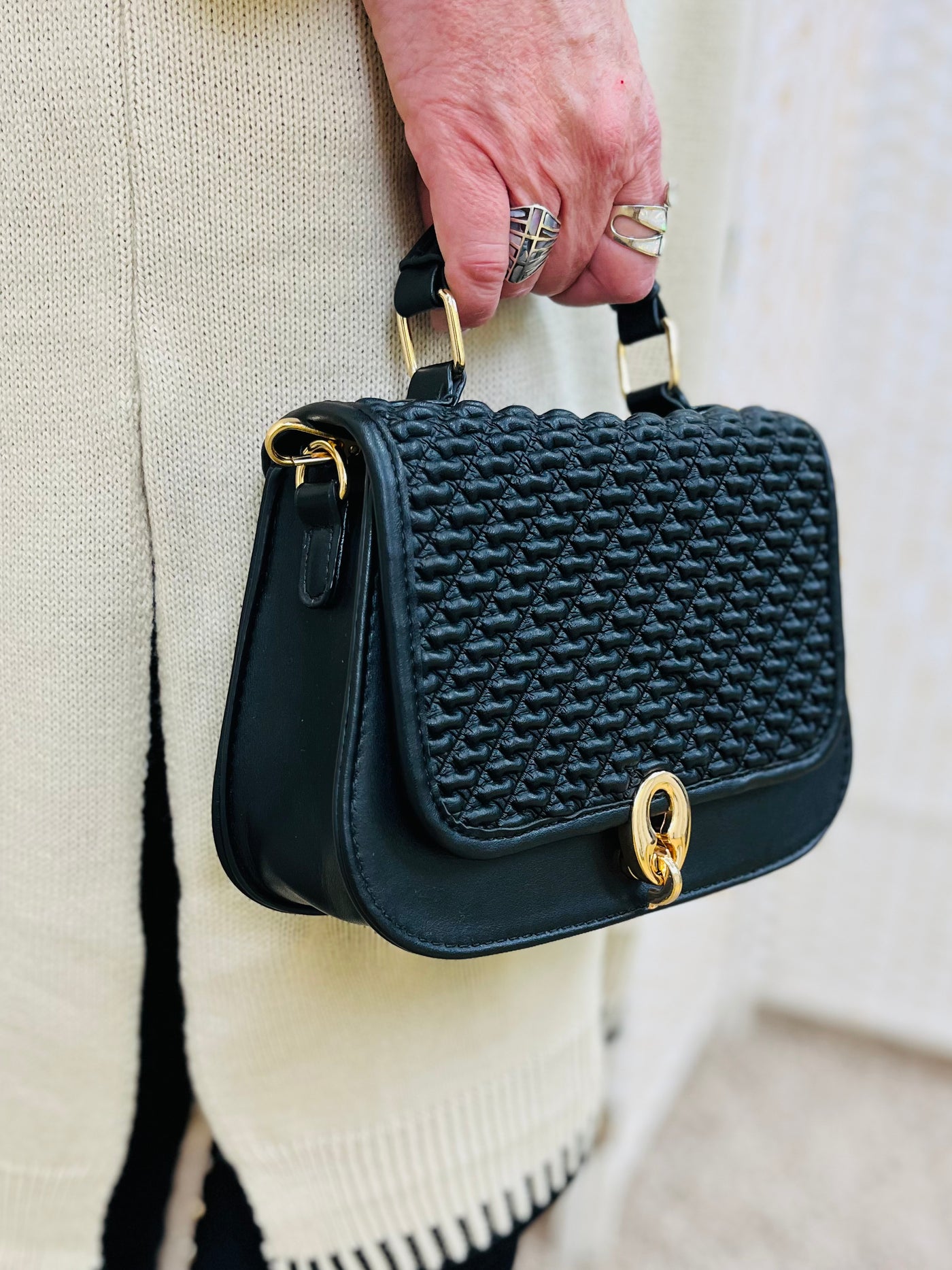 Small Quilted Handbag-Black