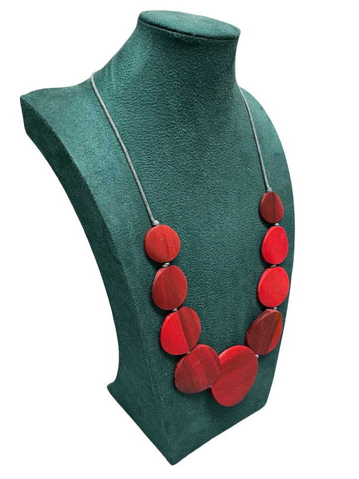 Circle Statement Necklace-Red