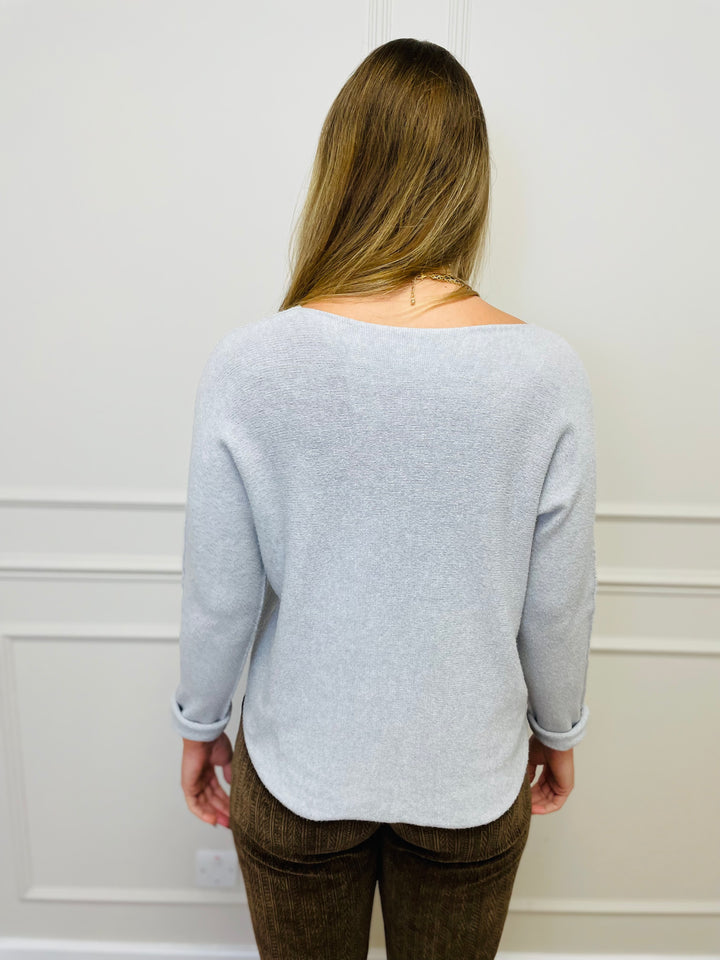 "MAGNOLIA" Fine Knit Jumper-Silver