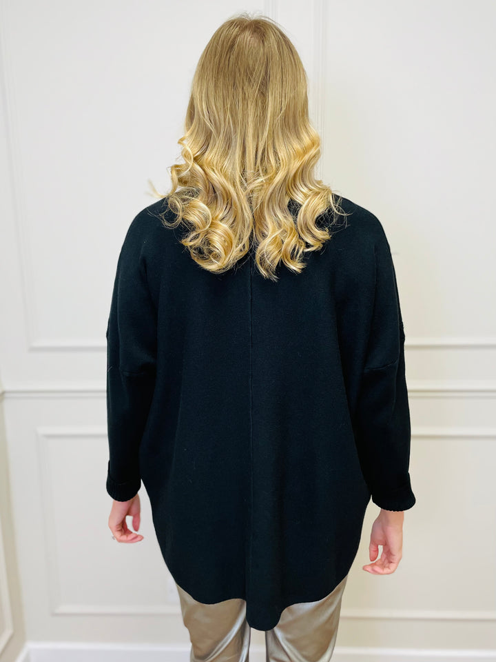 "BLAKE" Polo Neck Jumper-Black