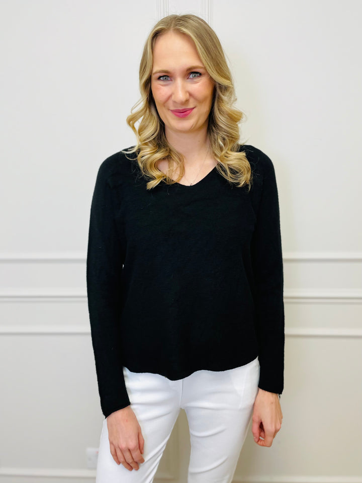 "MAGNOLIA" Fine Knit Jumper-Black