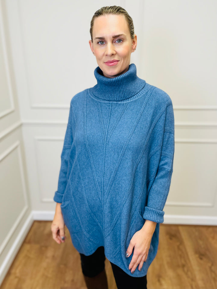 "GRACE" Knitted Jumper-Denim