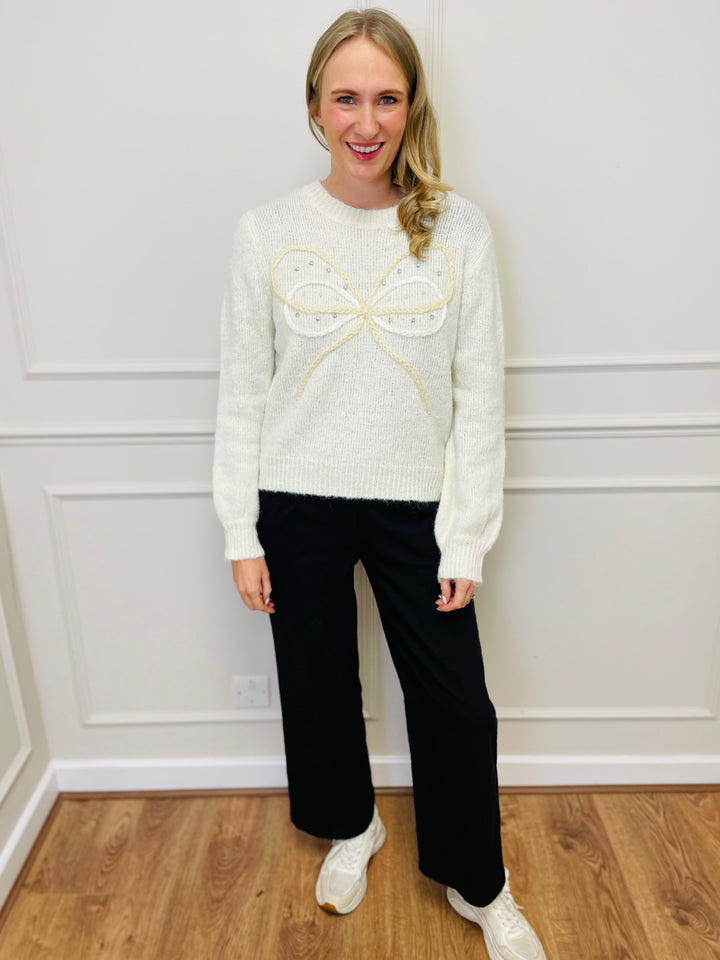 "HARLEY" Bow Jumper-Cream