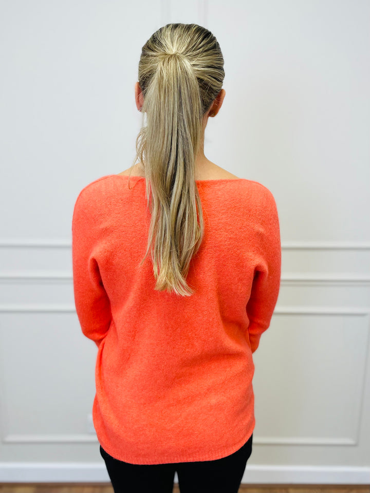 "SOPHIA" Fine Knit Jumper-Coral