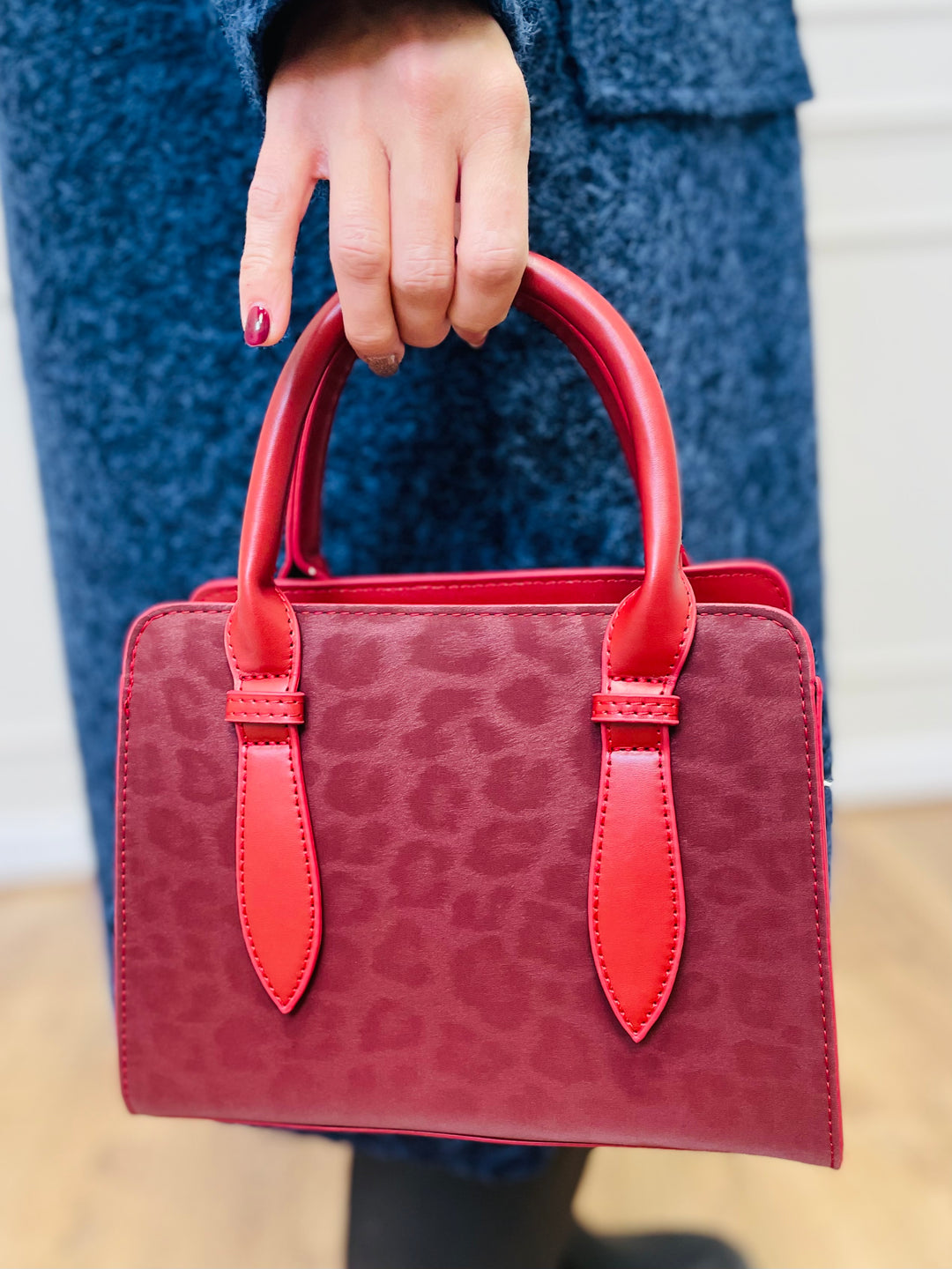 No.78 Leopard Print Handbag-Burgundy