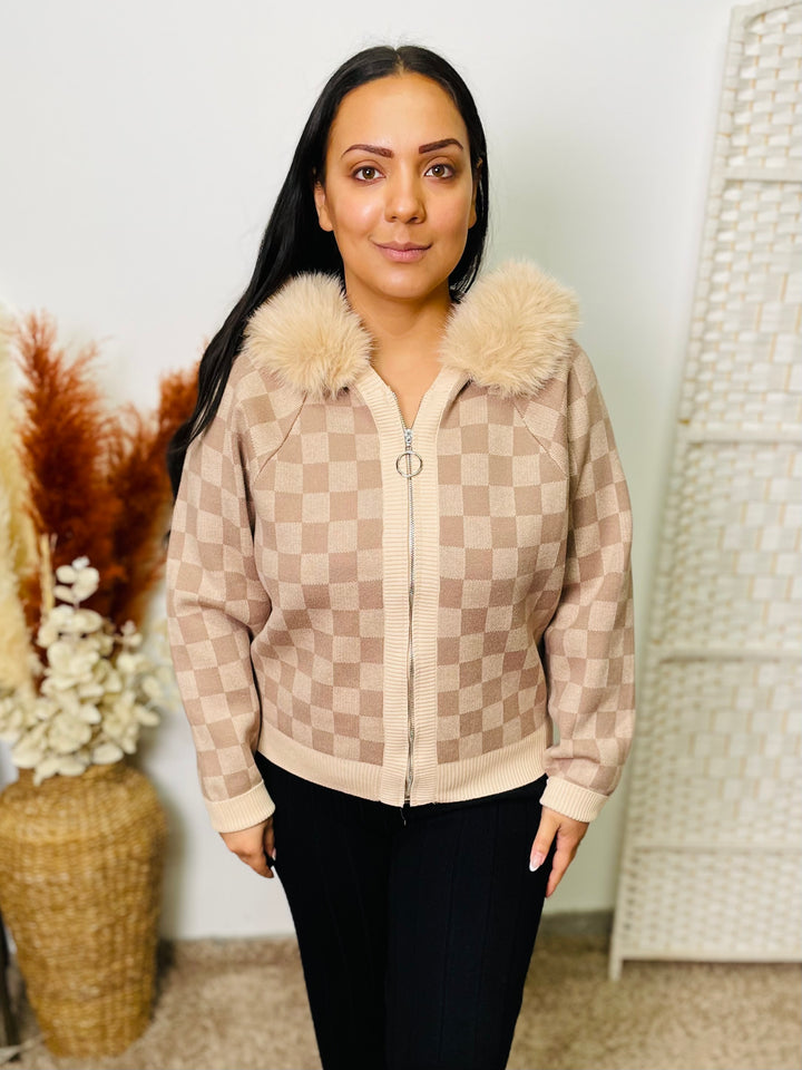 "NICKY" Fur Hood Jacket-Mocha