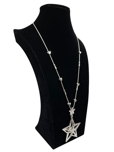 Silver Star Long Statement Necklace