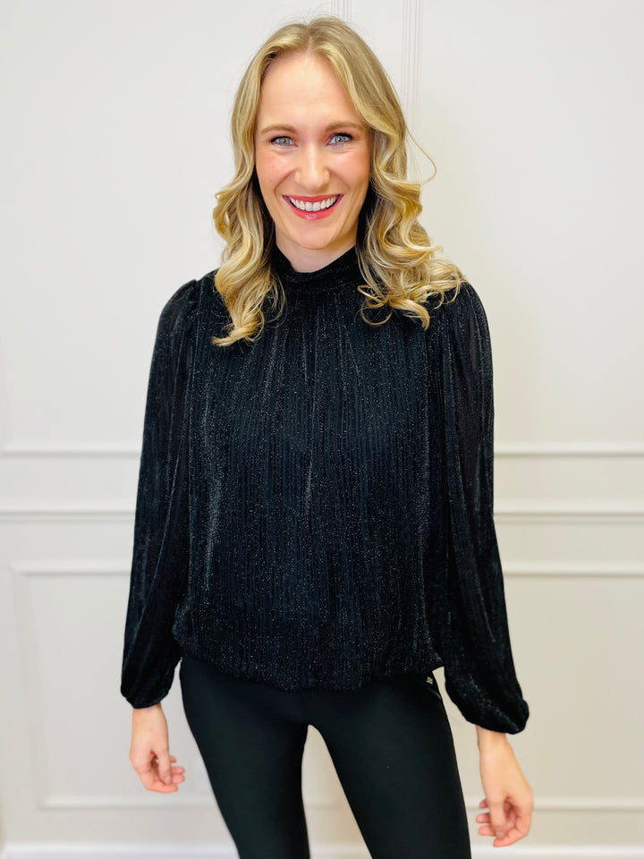 "PAULINA" Sparkle Blouse-Black