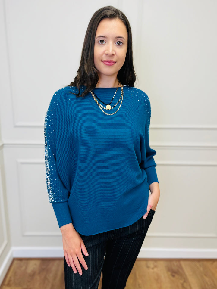 "MAYA" Pearl Jumper-Teal