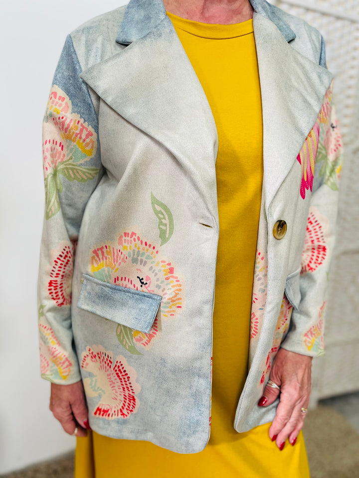 "CROSBY" Artistic Print Jacket-Blue & Multicolour