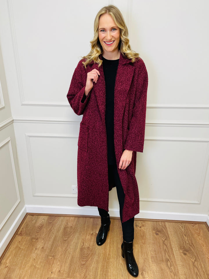 "JOSEPHINE" Longline Coat-Burgundy