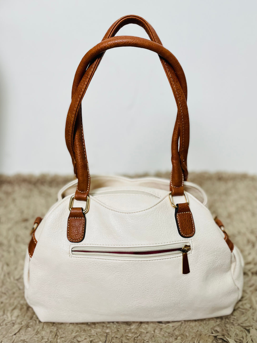 No.27 Pouch Handbag-Cream & Tan