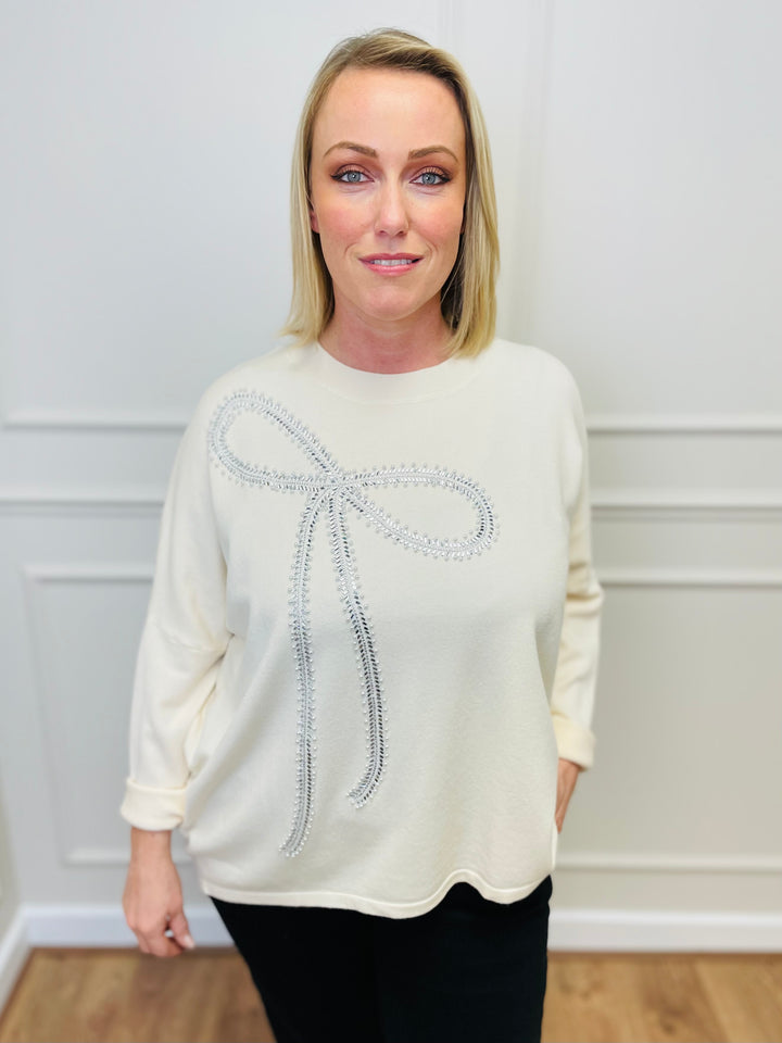 "POLLY" Bow Jumper-Ivory