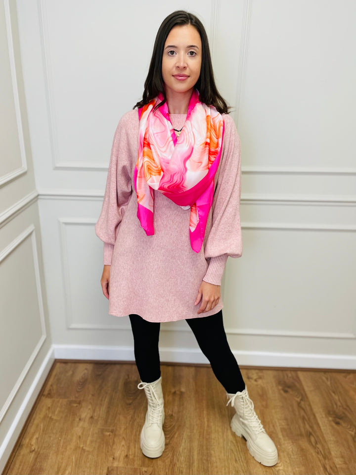 "EVELYN" Button Back Dress-Pink