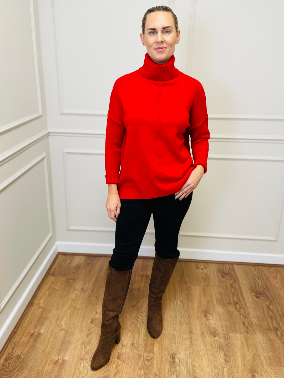 "OLIVIA" Knitted Jumper-Red