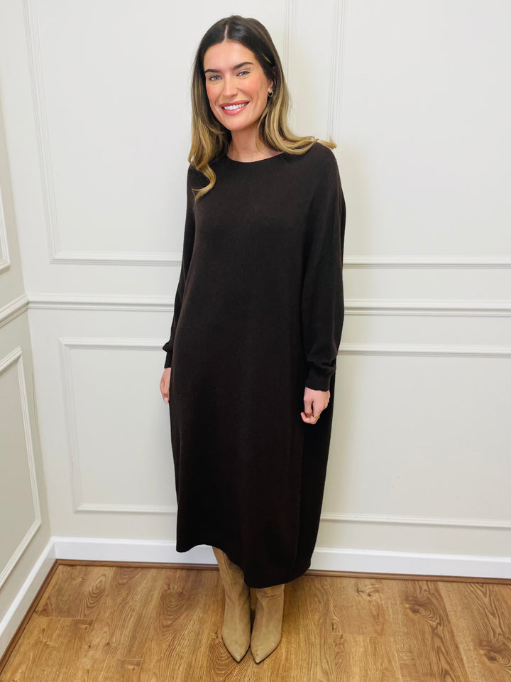 "SANDY" Luxury Jumper Dress-Brown