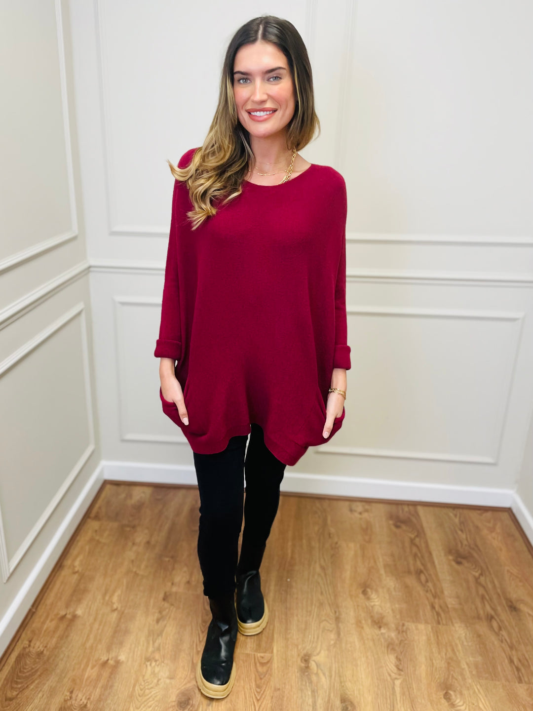 "STELLA" LUXURY Fine Knit Jumper-Burgundy