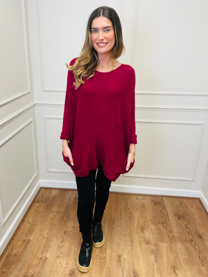 "STELLA" LUXURY Fine Knit Jumper-Burgundy