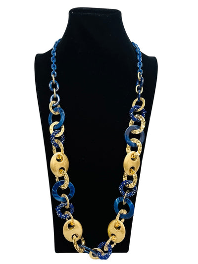 Navy & Gold  Long Statement Necklace