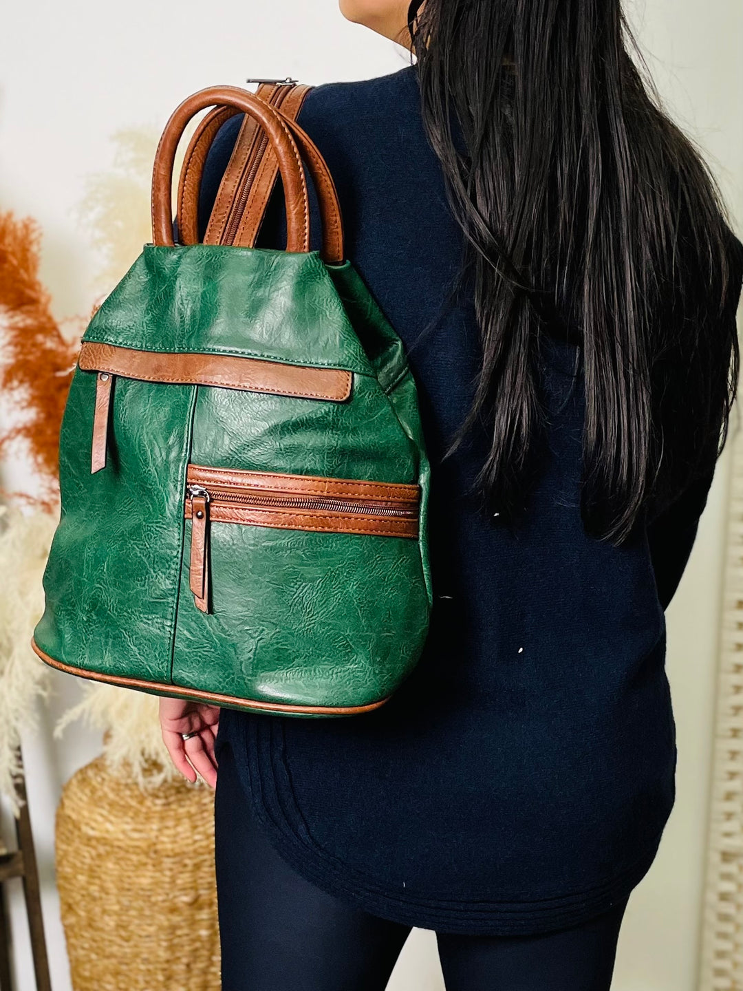 "BERNY" Rucksack-Green & Tan