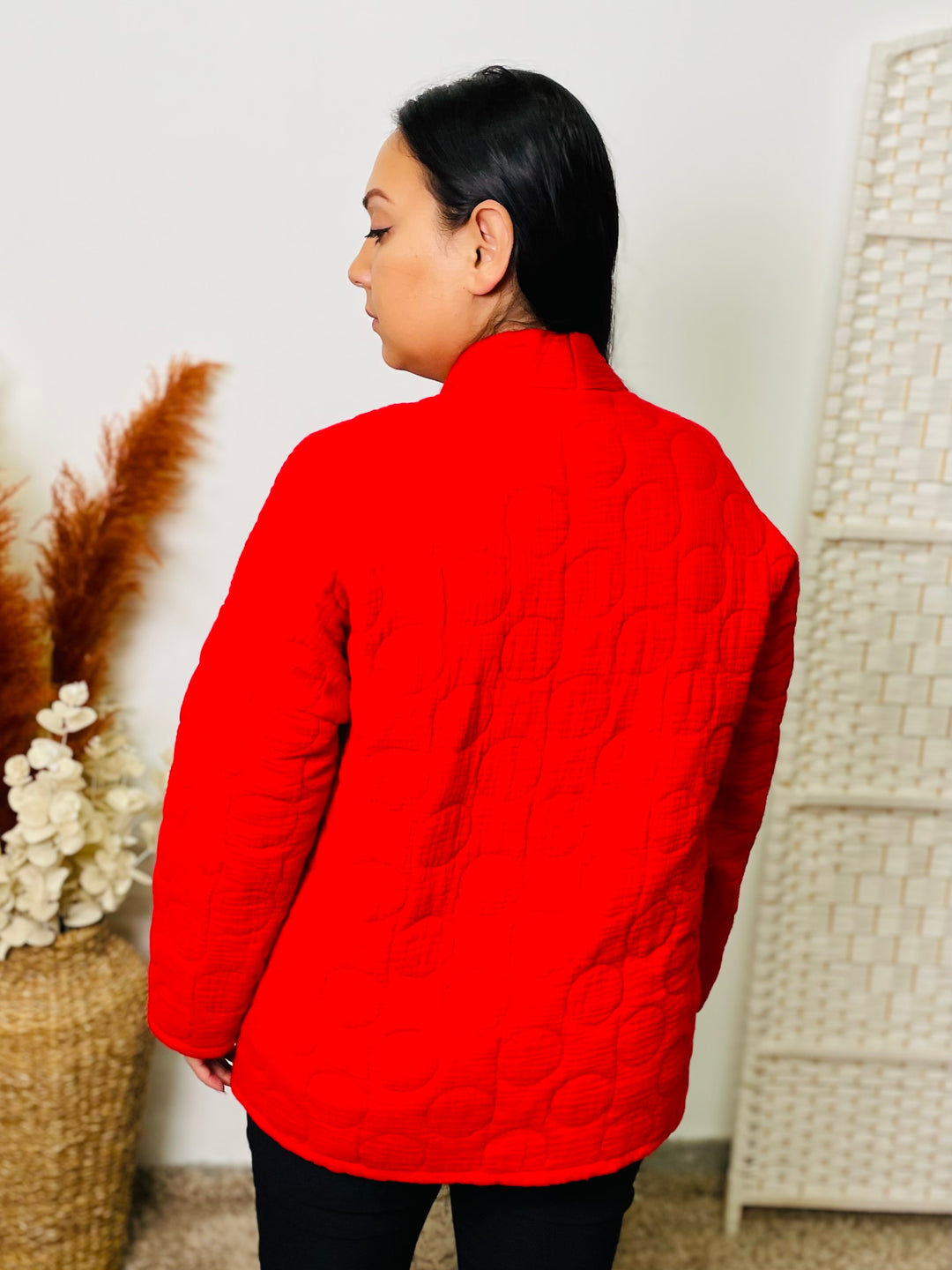 “HAYLEY" Quilted Jacket-Red