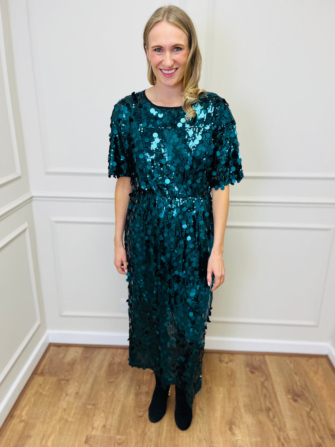 "ROSALIE" Sequin Dress-Green