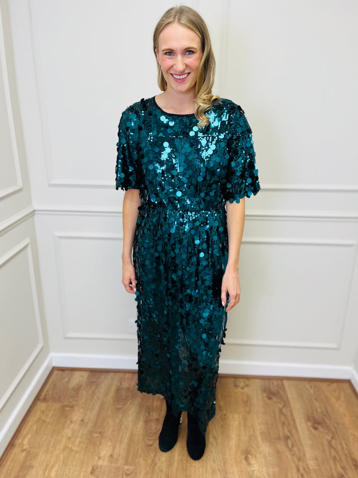 "ROSALIE" Sequin Dress-Green