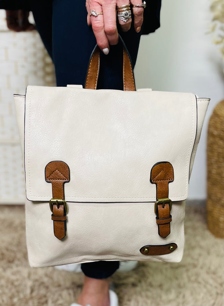 Satchel Backpack-Cream