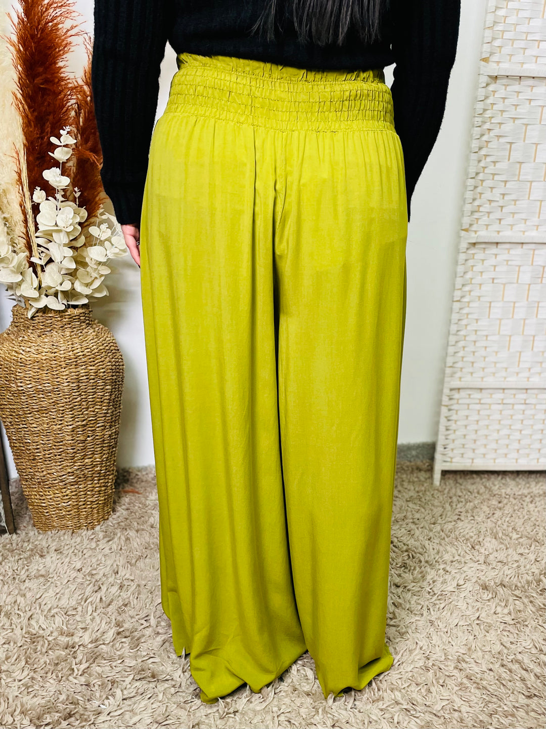 "KIARA" Palazzo Trousers-Lime Green