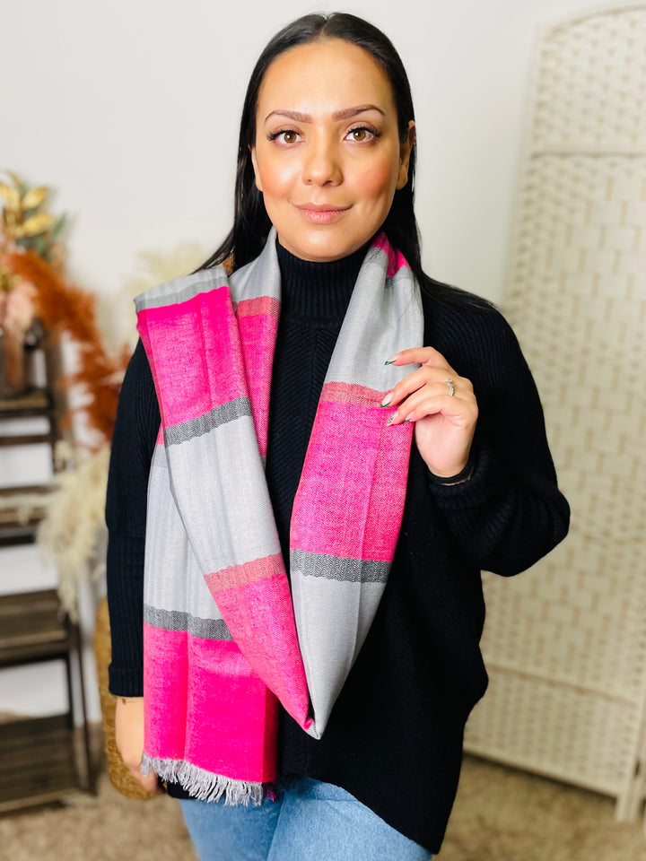 No.68 Check Print Scarf-Pink