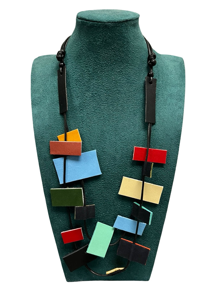 Multicolour Leather Statement Necklace