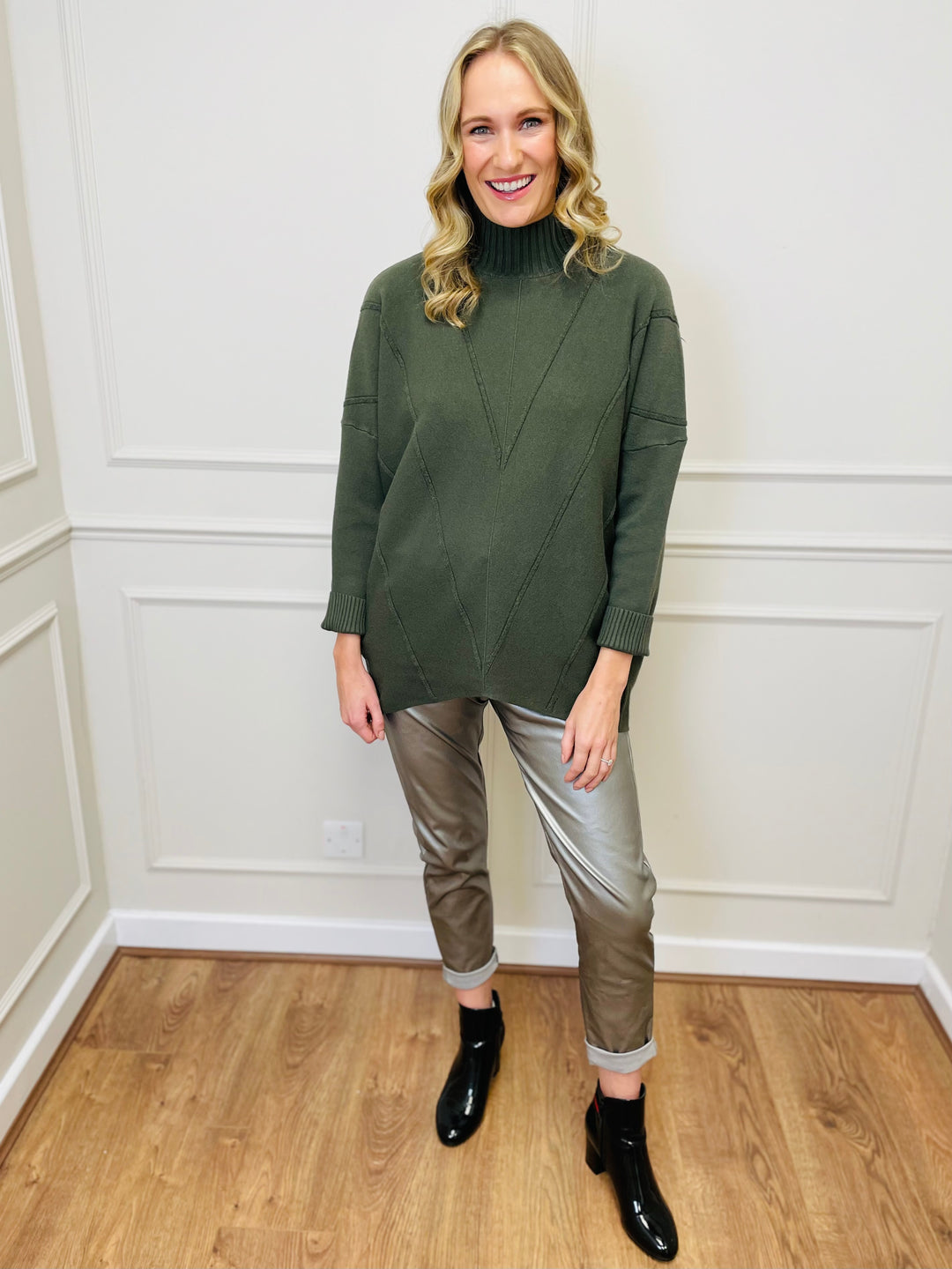 "BLAKE" Polo Neck Jumper-Green