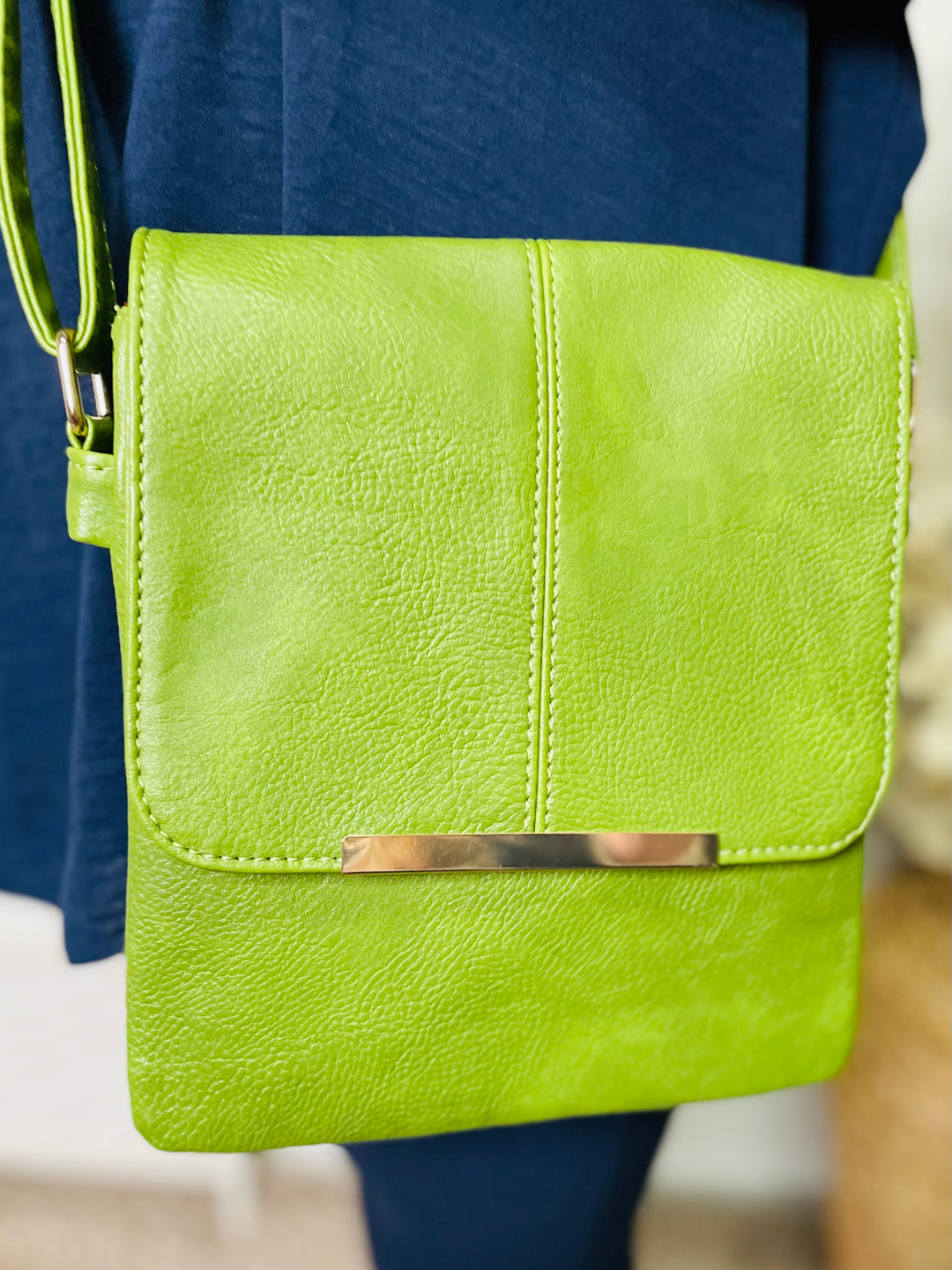 Small Crossbody Handbag-Lime Green