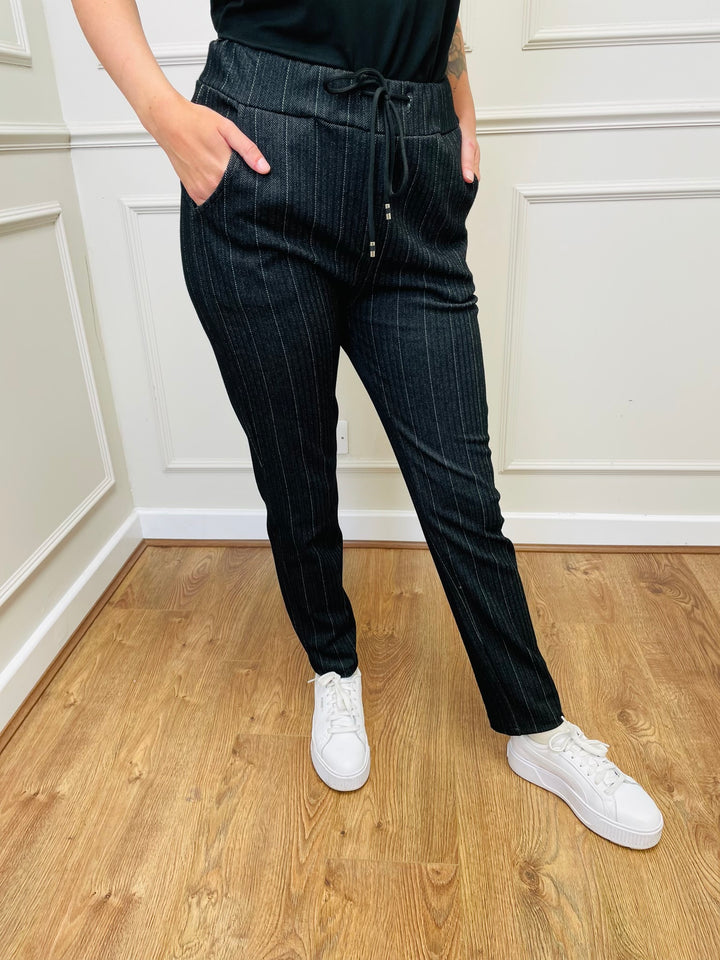 "MICHELLE" Pinstripe Trouser-Black