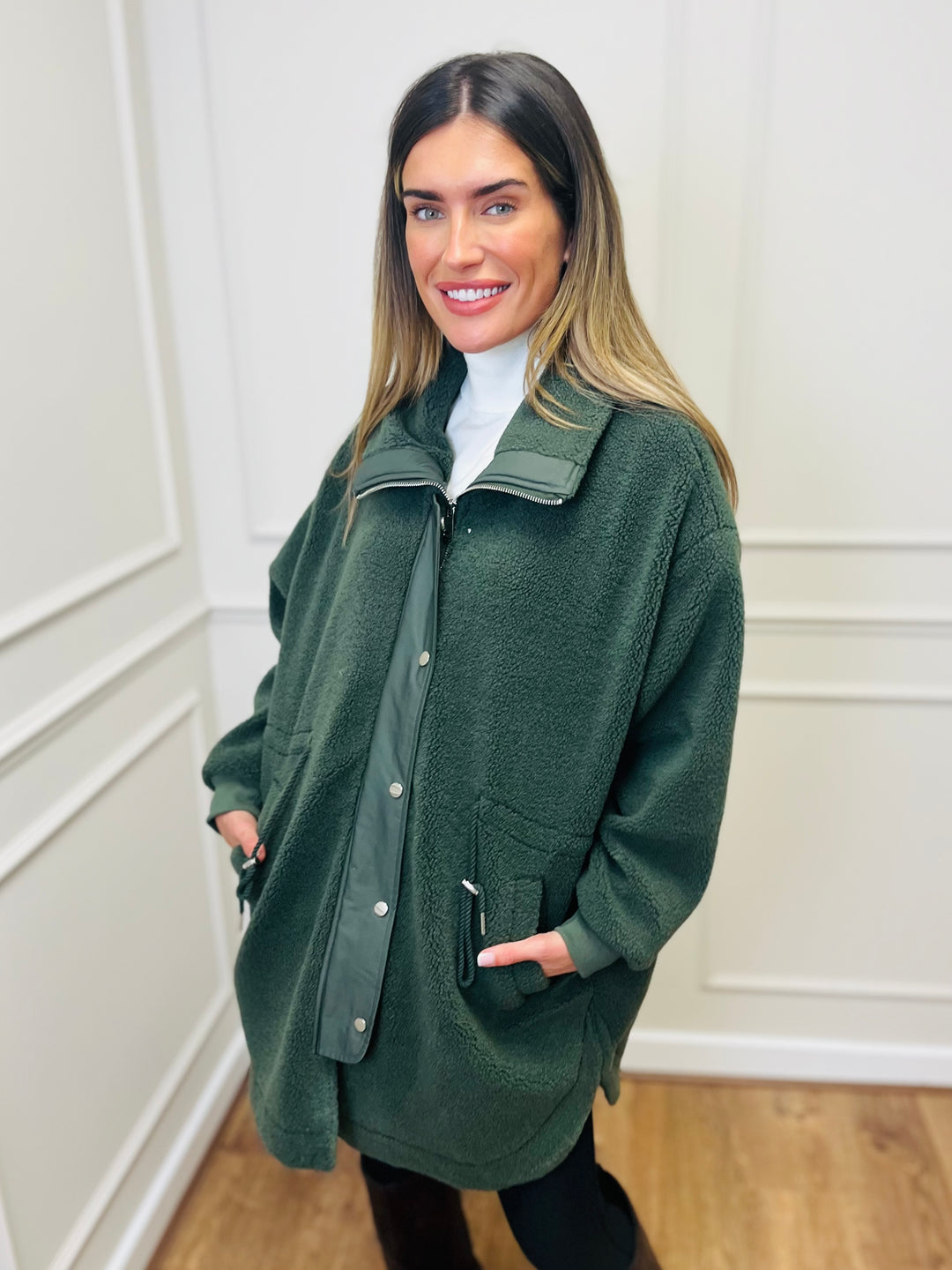 "TEDDY” Fleece Parka Jacket-Green