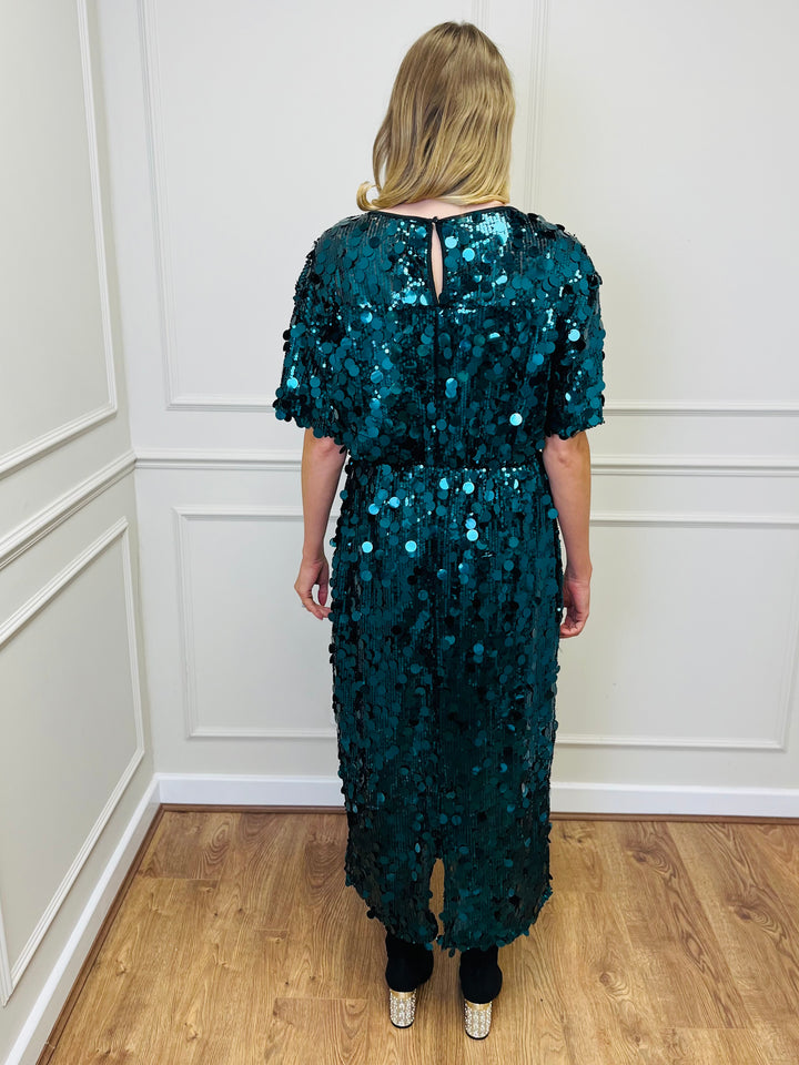 "ROSALIE" Sequin Dress-Green