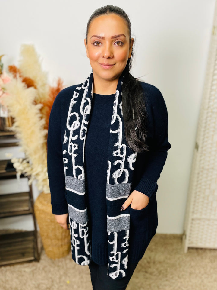 "FREYA" Jumper With Complimentary Scarf-Navy