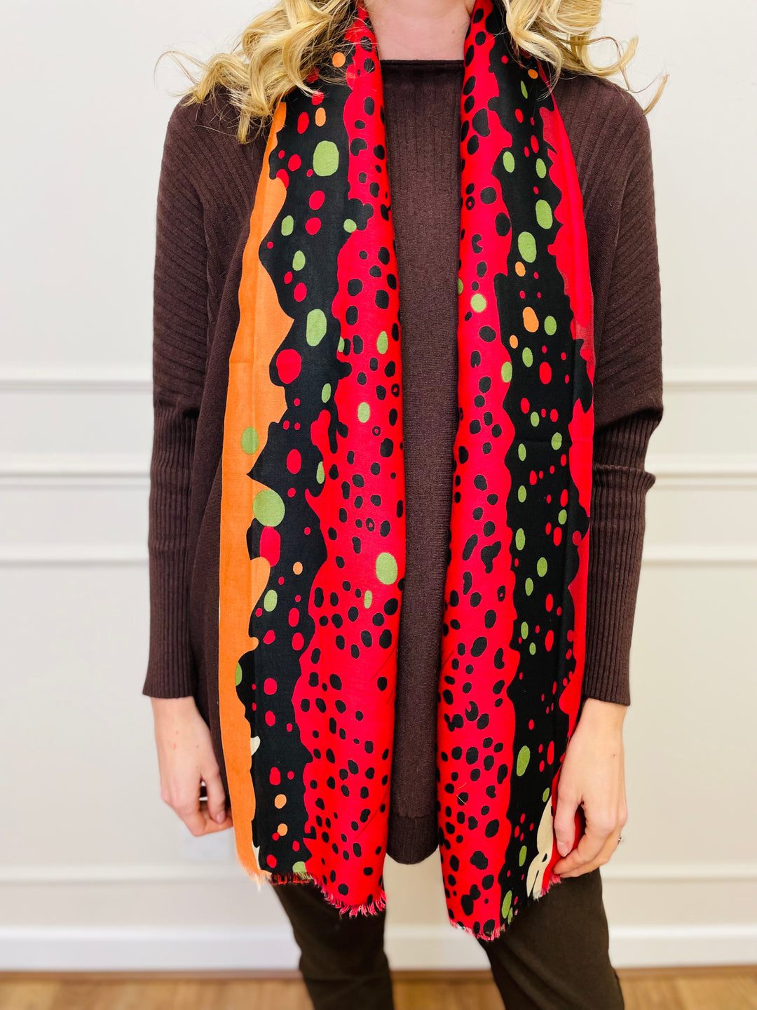 No.116 Animal Print Scarf-Red & Black