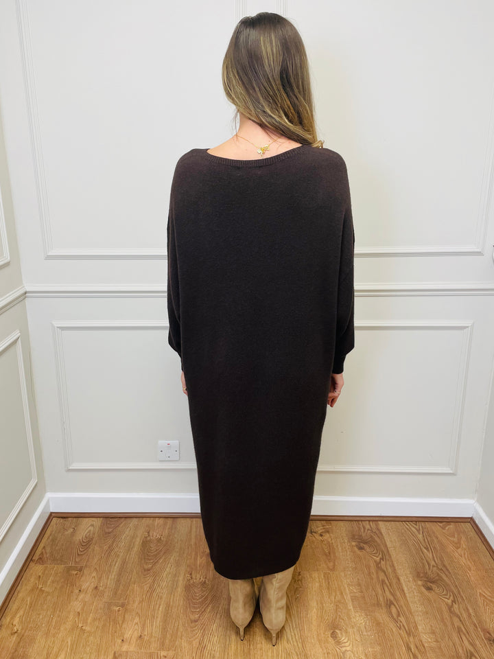"SANDY" Luxury Jumper Dress-Brown