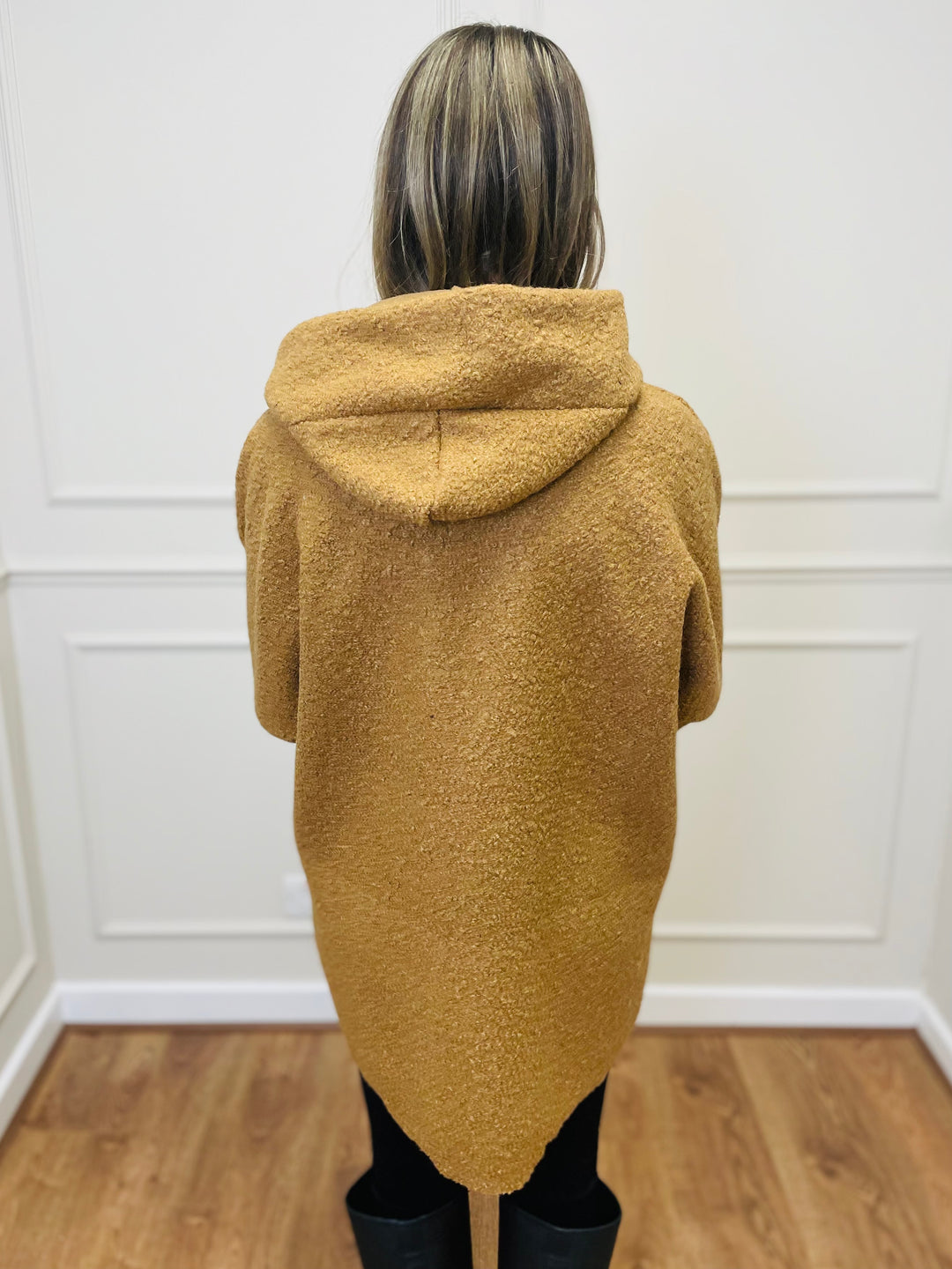 "ARLENE" Hooded Zip Coat-Camel