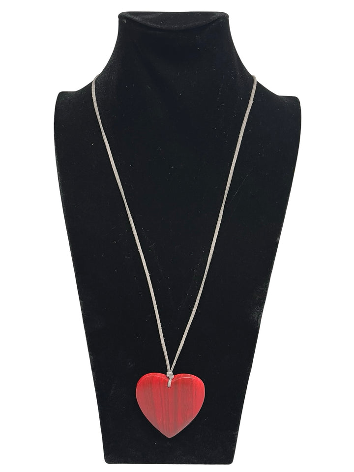 Long Heart Necklace-Red