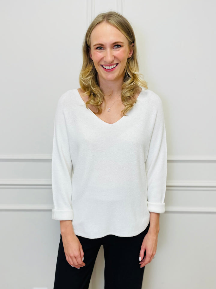 "MAGNOLIA" Fine Knit Jumper-White