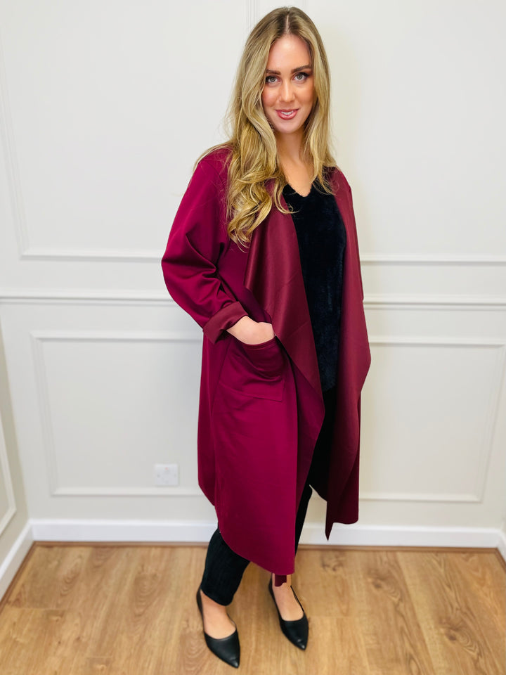 "ELAINE” Waterfall Jacket-Burgundy