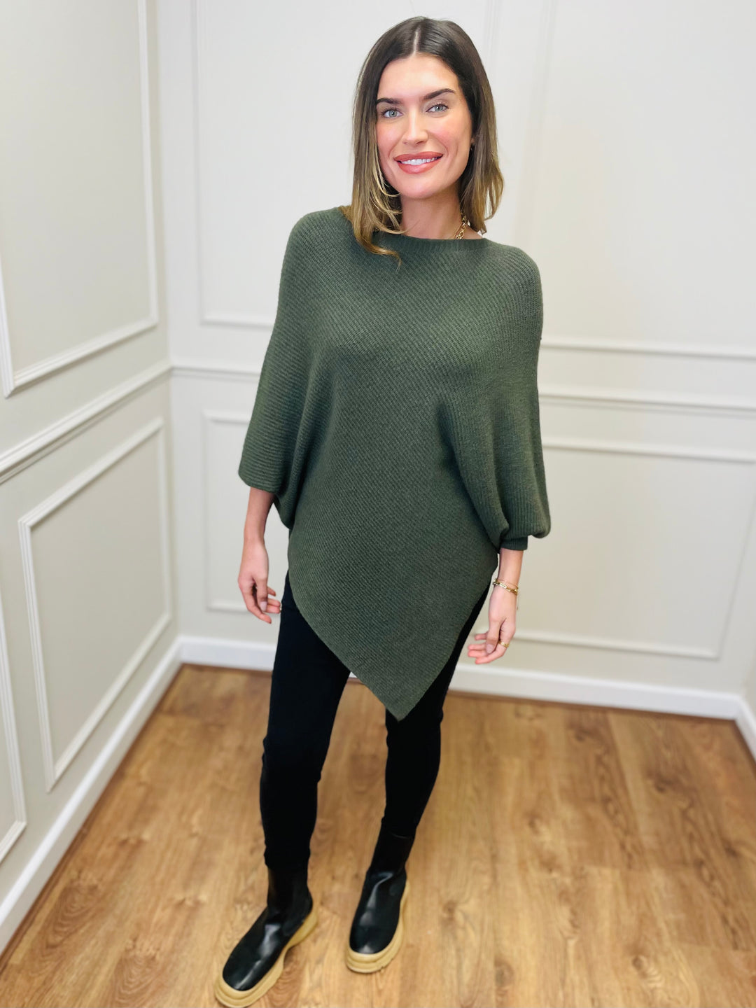 "ELLA" LUXURY Poncho-Green