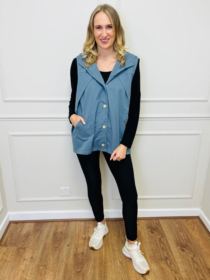 "DIXIE" Cotton Gilet-Denim