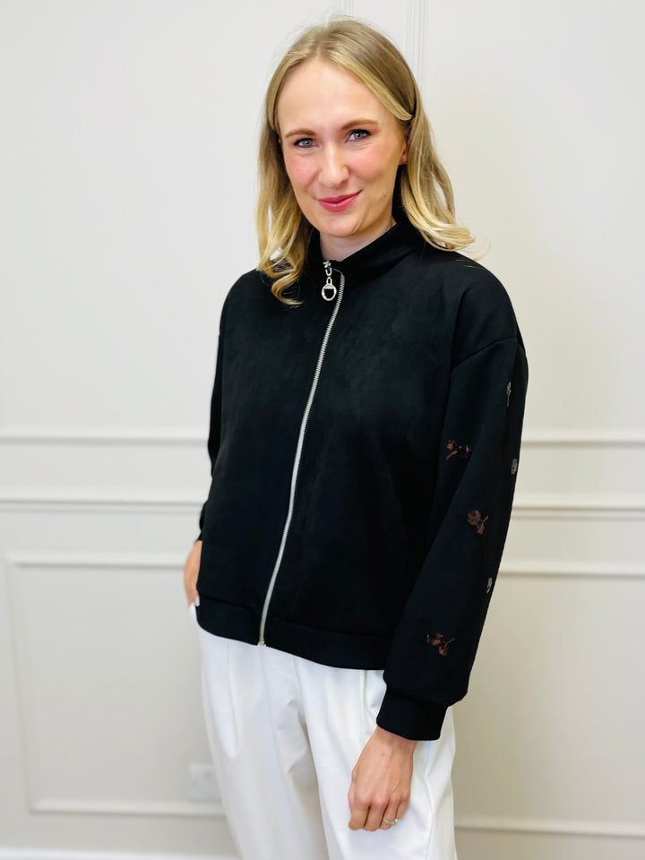 "ELISA" Embroidered Jacket-Black