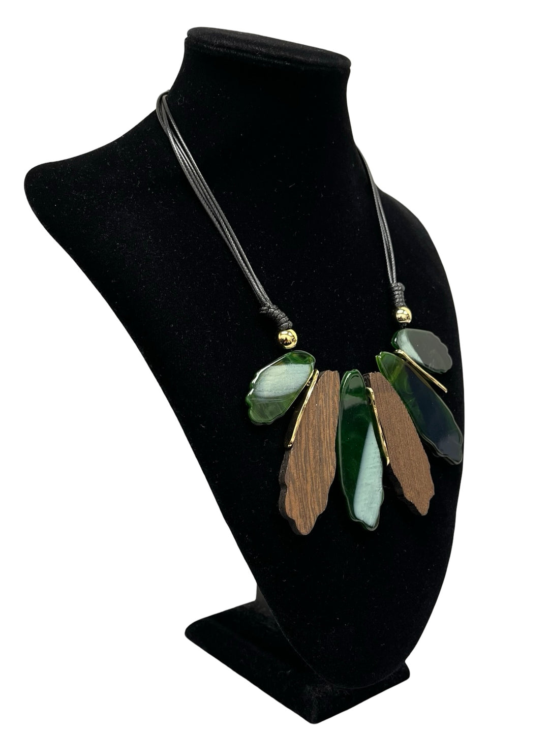 Green & Tan Short Statement Necklace