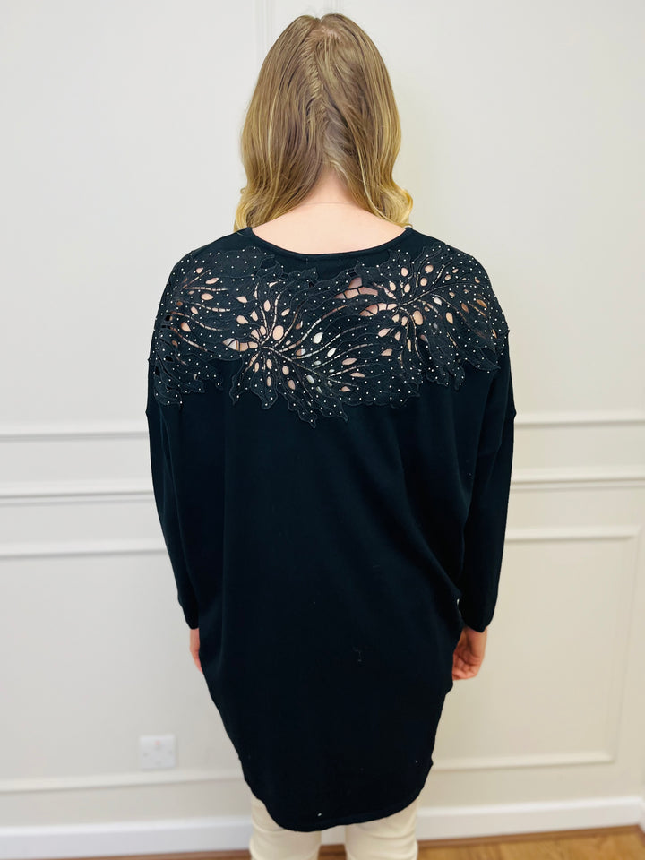 "RUTH” Embellished Tunic-Black